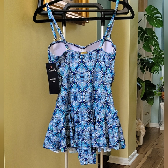 CHAPS Swimwear Skirted One Piece Swimsuit Size 12 - Picture 6 of 14